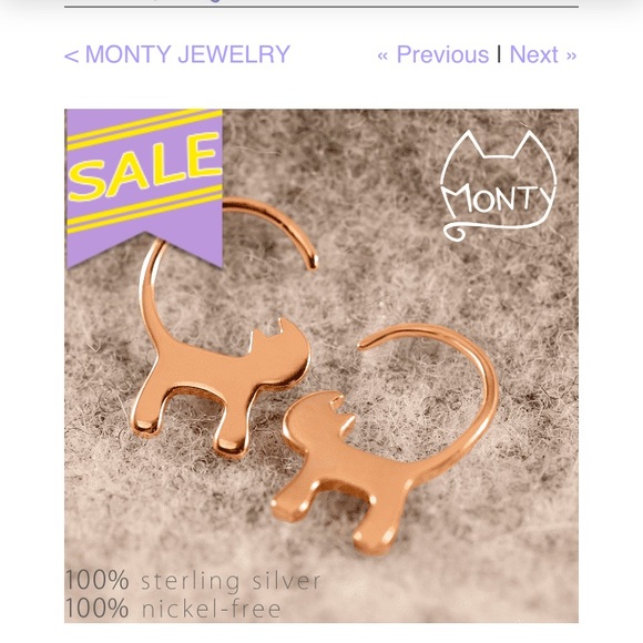 Rose Gold Cat Earrings NWOT - Picture 5 of 5